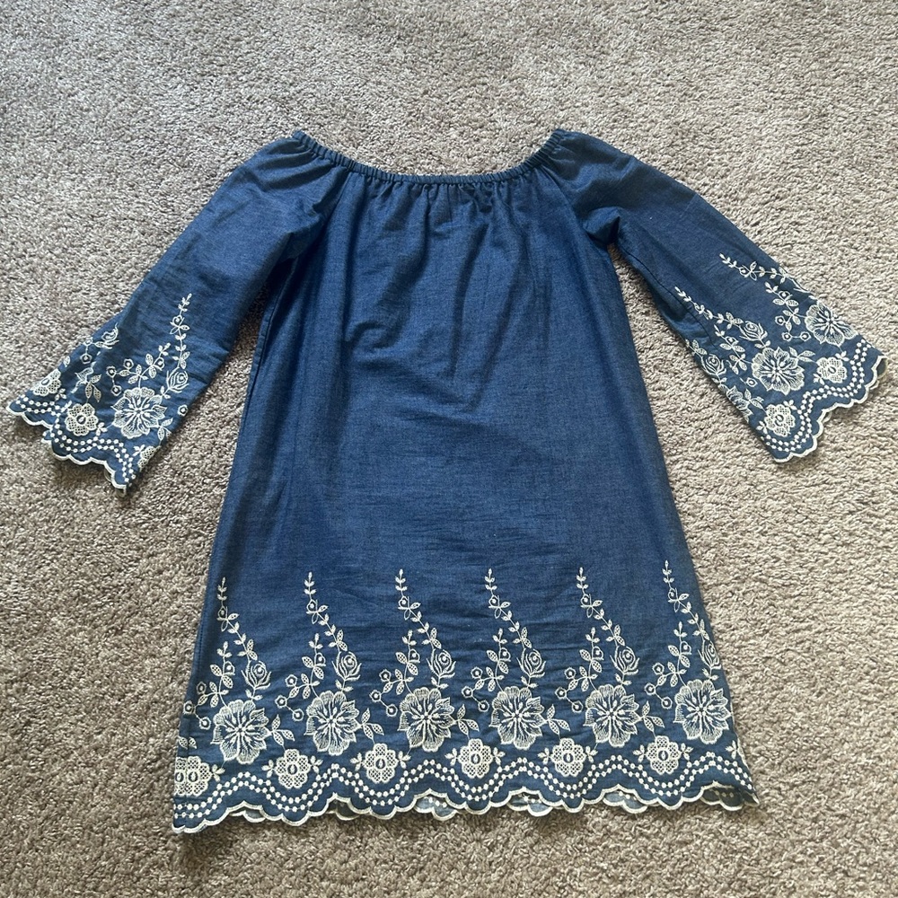 Blue Floral Embroidered Dress